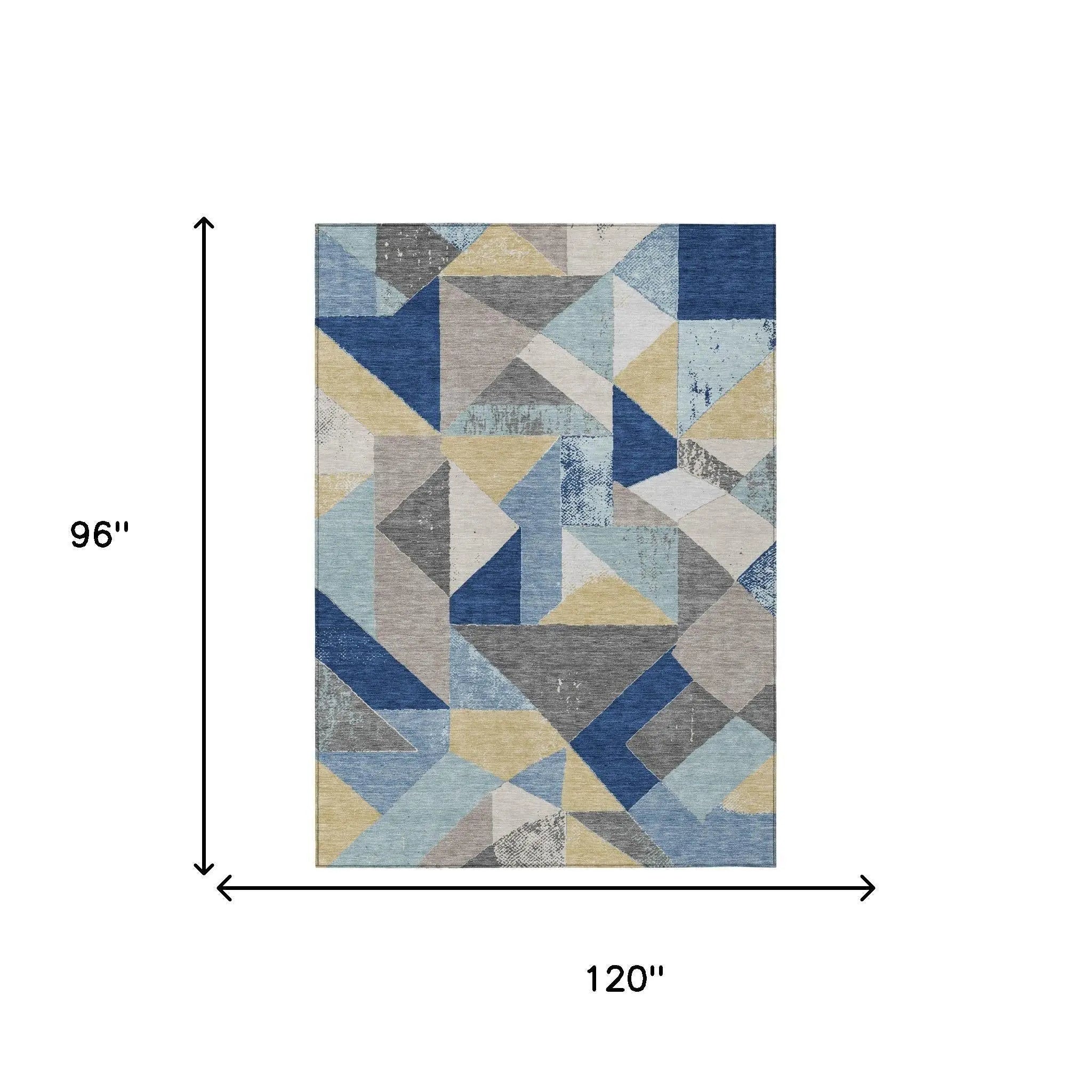 8' X 10' Blue And Silver Geometric Washable Indoor Outdoor Area Rug Homeroots Outdoor