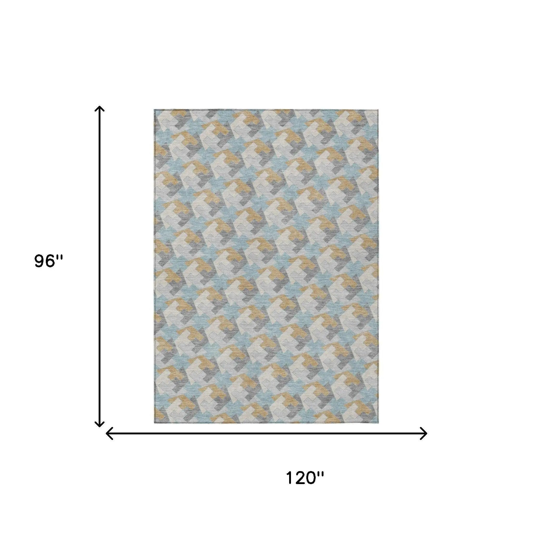 8' X 10' Blue And Silver Geometric Washable Indoor Outdoor Area Rug Homeroots Outdoor