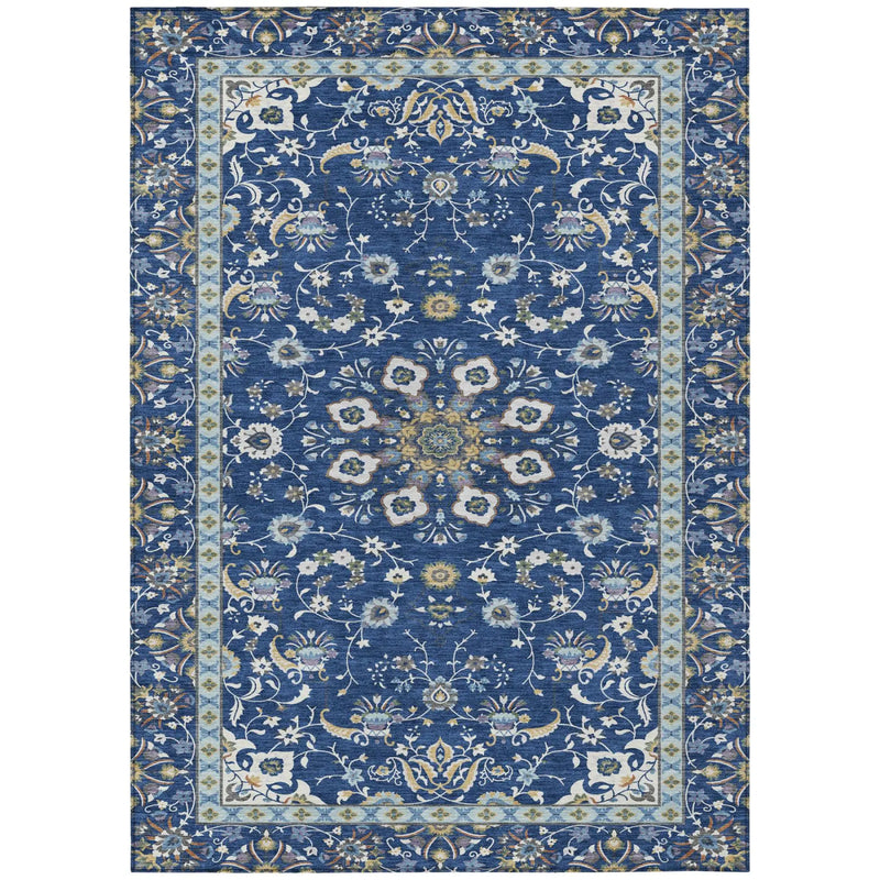 8' X 10' Blue And Silver Oriental Washable Indoor Outdoor Area Rug Homeroots Outdoor