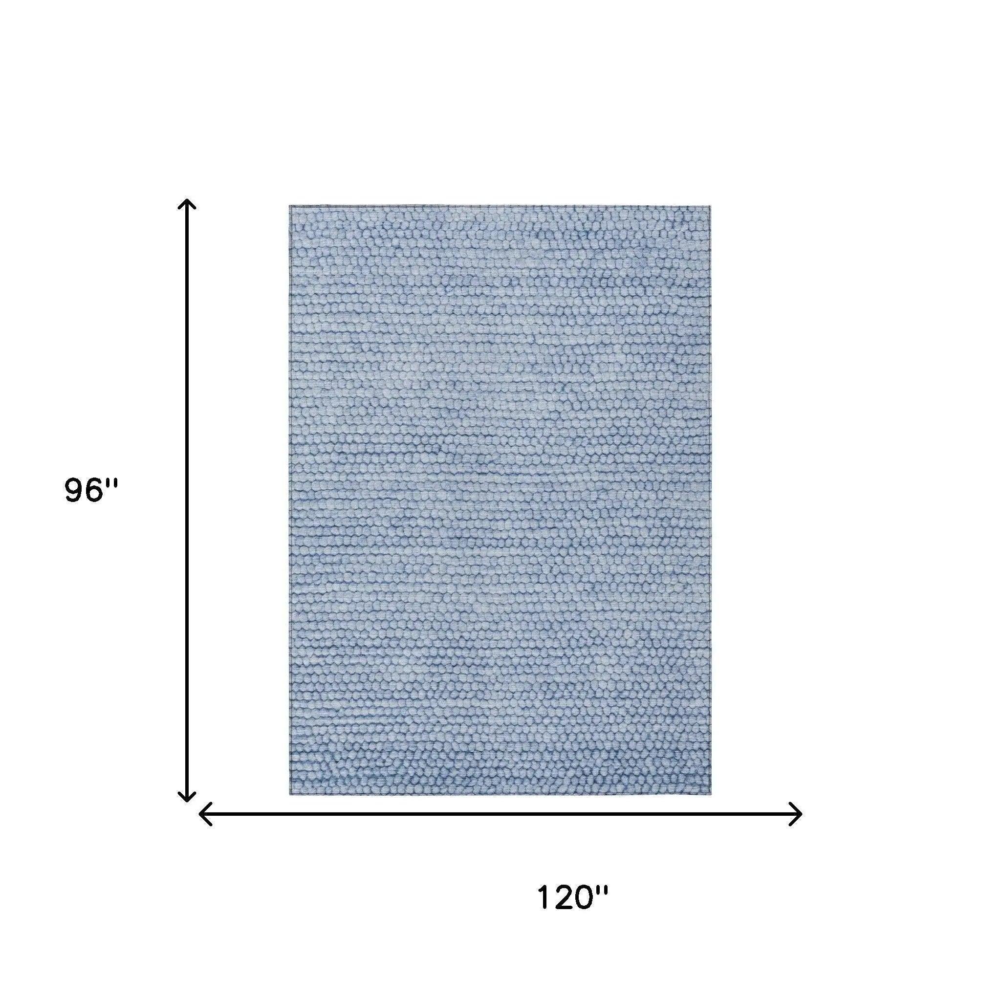 8' X 10' Blue And Sky Blue Striped Washable Indoor Outdoor Area Rug Homeroots Outdoor