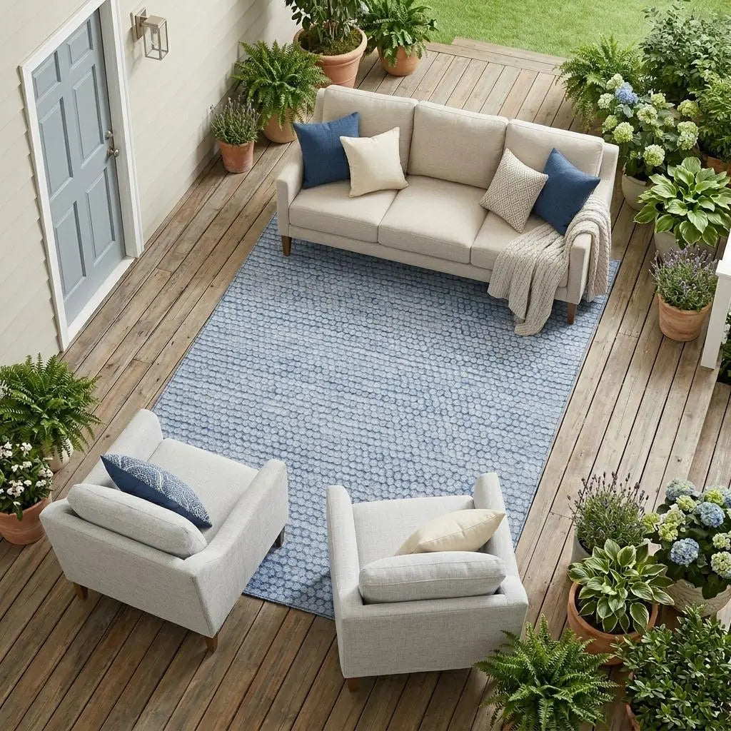 8' X 10' Blue And Sky Blue Striped Washable Indoor Outdoor Area Rug Homeroots Outdoor