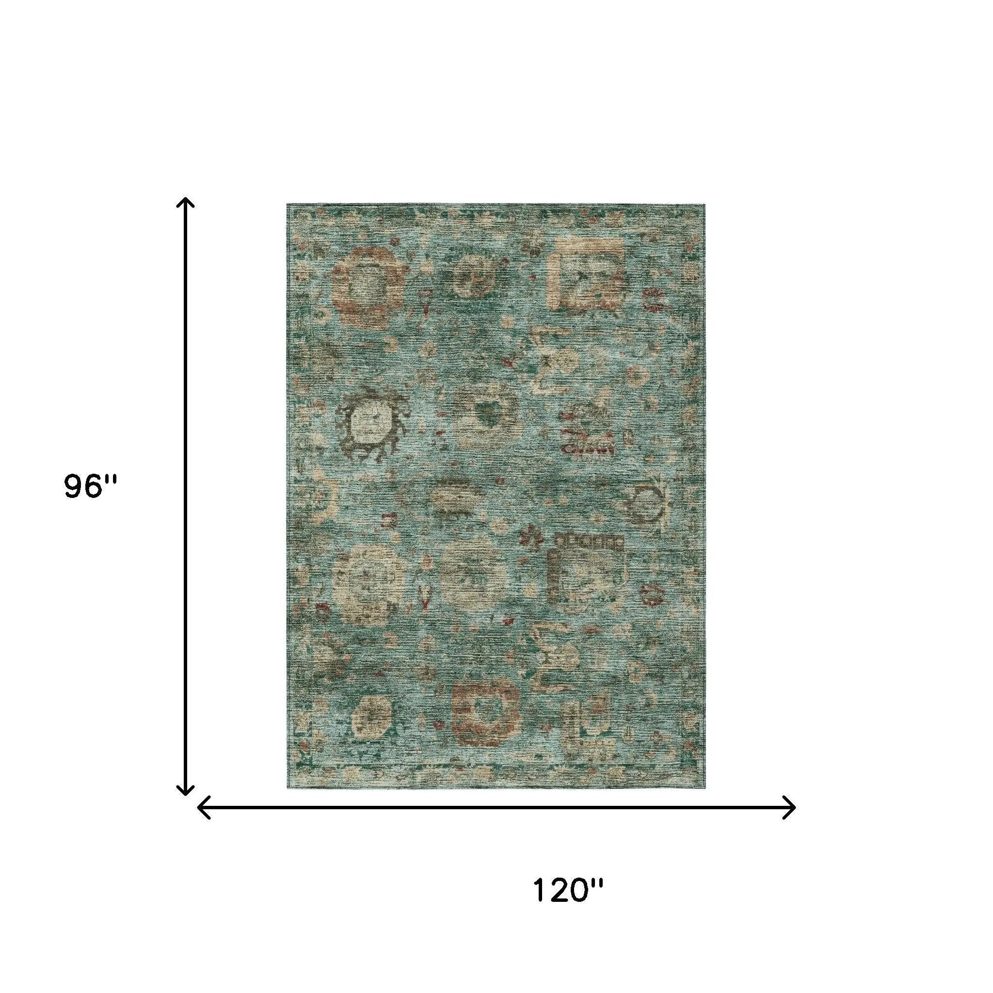 8' X 10' Blue And Teal Blue Abstract Washable Indoor Outdoor Area Rug Homeroots Outdoor