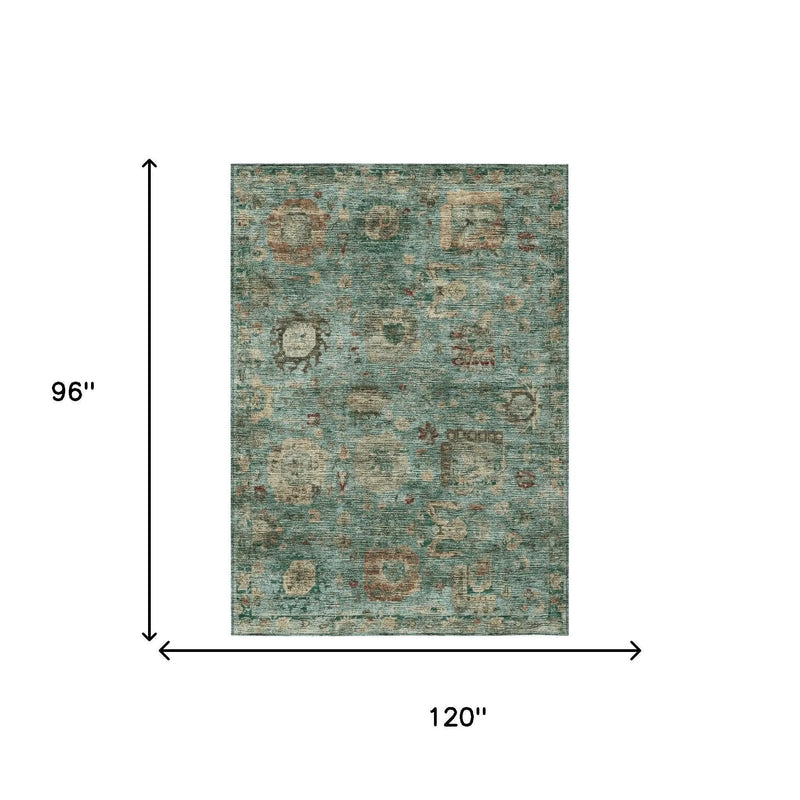 8' X 10' Blue And Teal Blue Abstract Washable Indoor Outdoor Area Rug Homeroots Outdoor