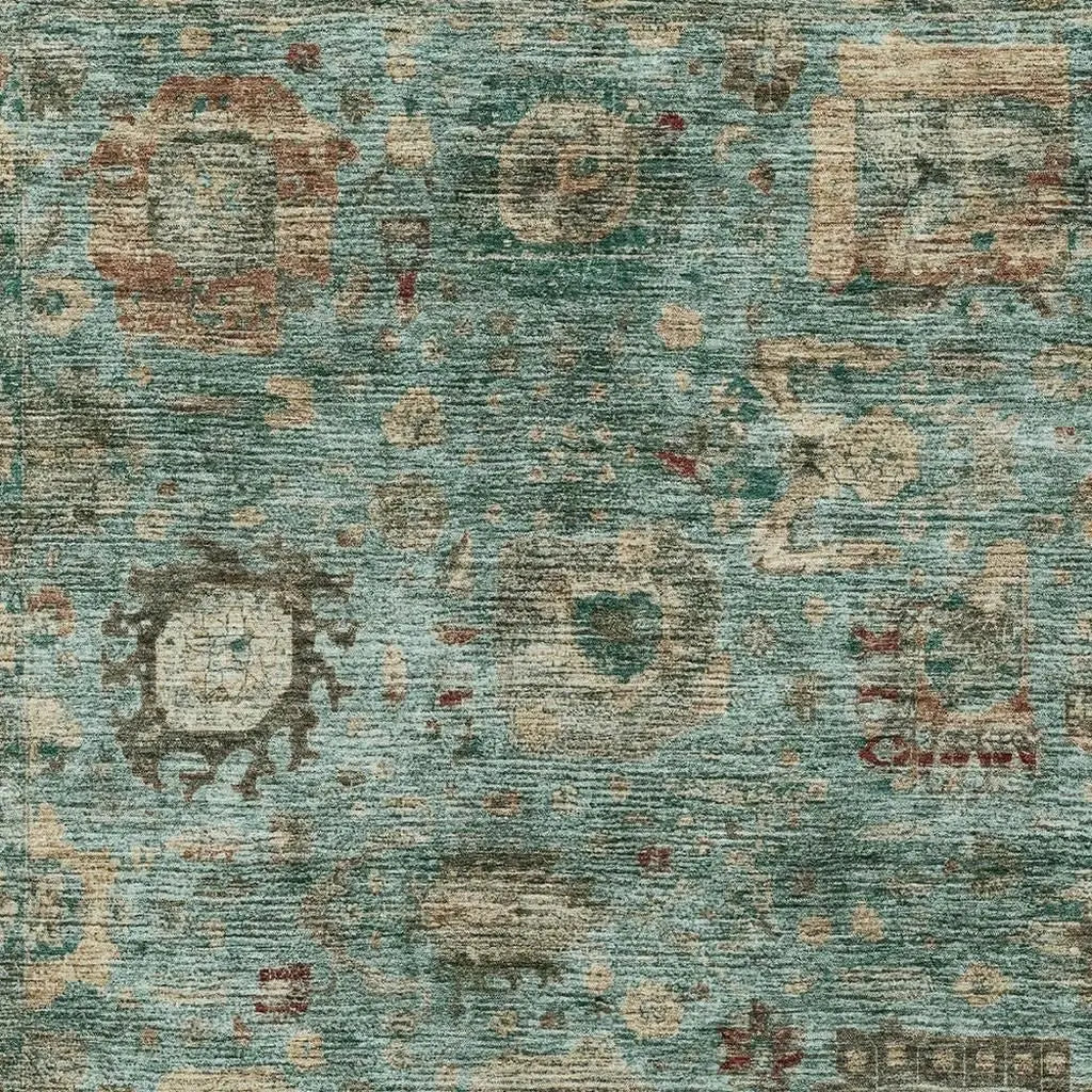 8' X 10' Blue And Teal Blue Abstract Washable Indoor Outdoor Area Rug Homeroots Outdoor