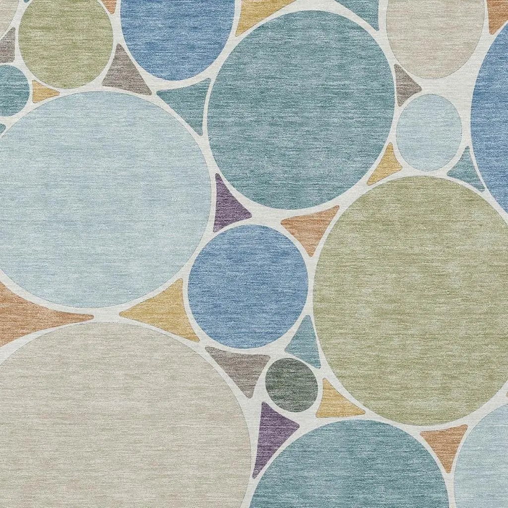 8' X 10' Blue And Teal Blue Geometric Washable Indoor Outdoor Area Rug Homeroots Outdoor