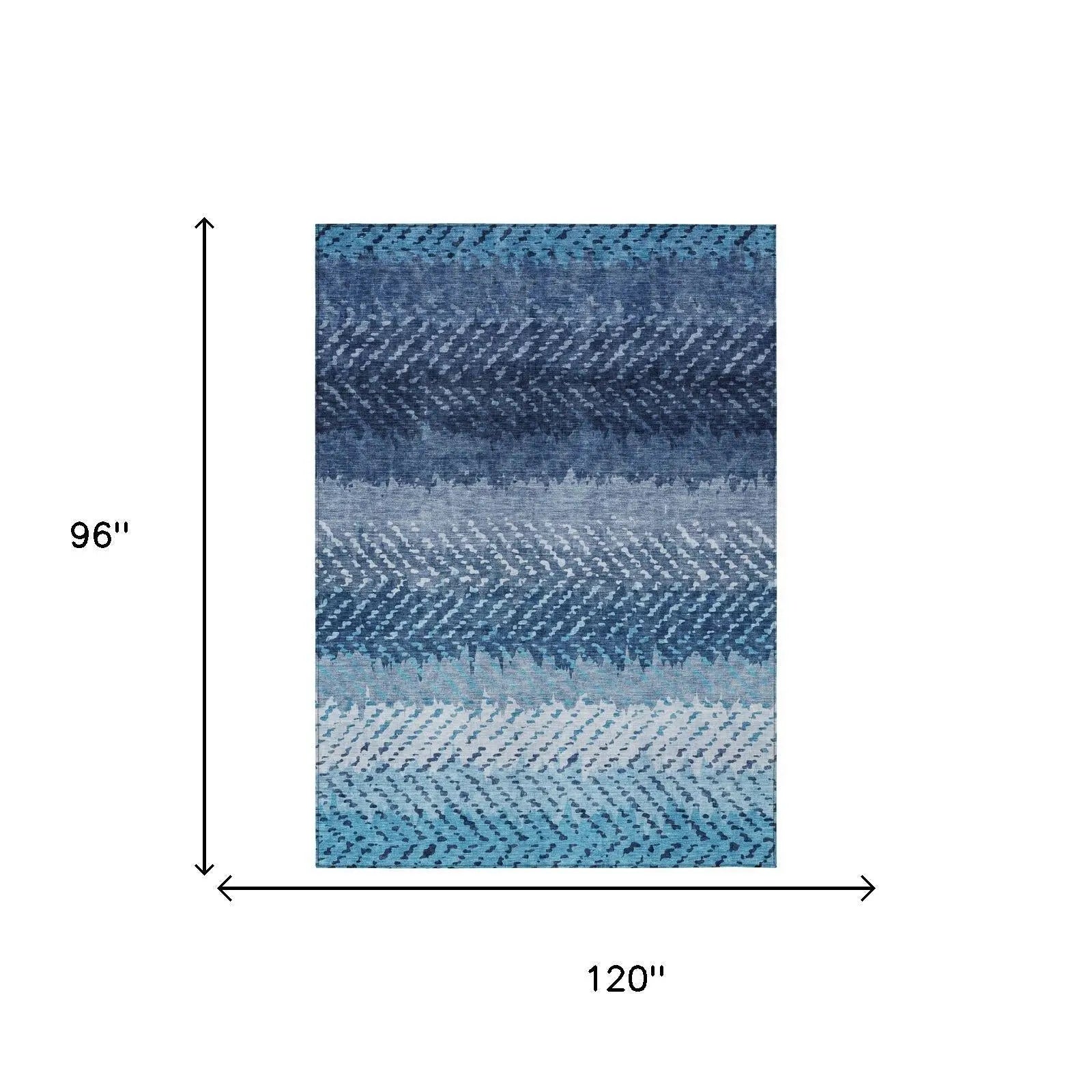 8' X 10' Blue And Teal Blue Striped Washable Indoor Outdoor Area Rug Homeroots Outdoor