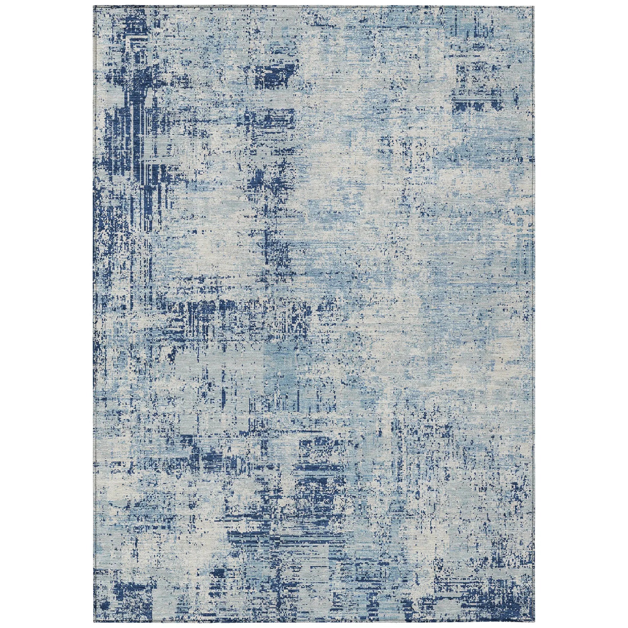 8' X 10' Blue And Wheat Abstract Washable Indoor Outdoor Area Rug Homeroots Outdoor