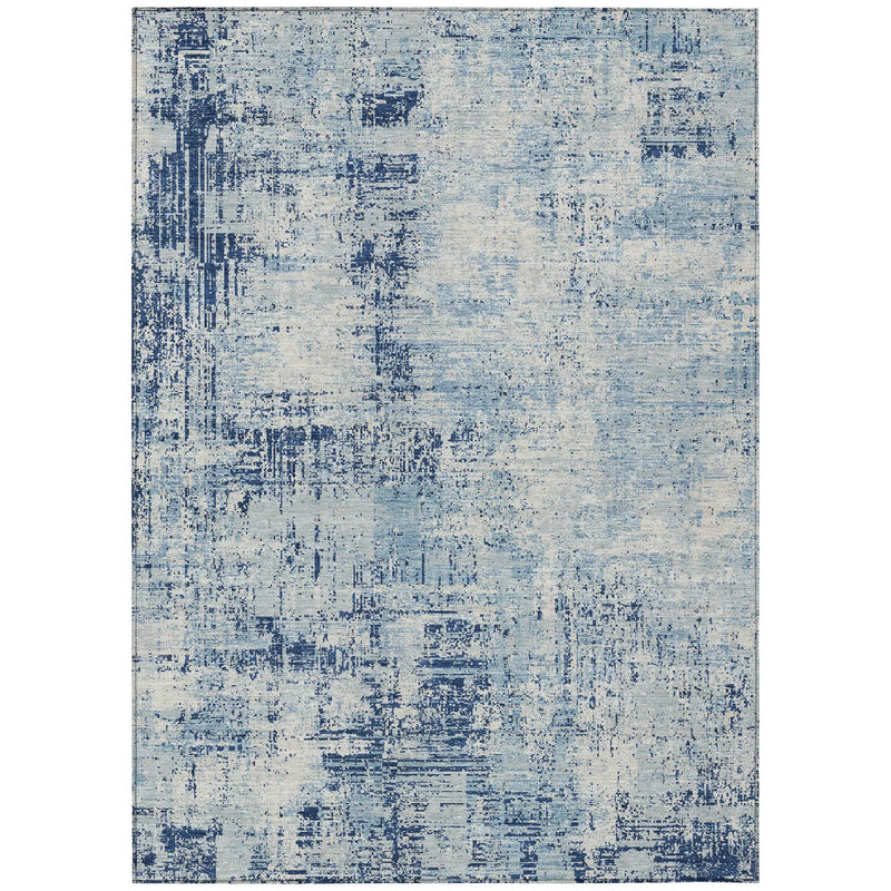 8' X 10' Blue And Wheat Abstract Washable Indoor Outdoor Area Rug Homeroots Outdoor