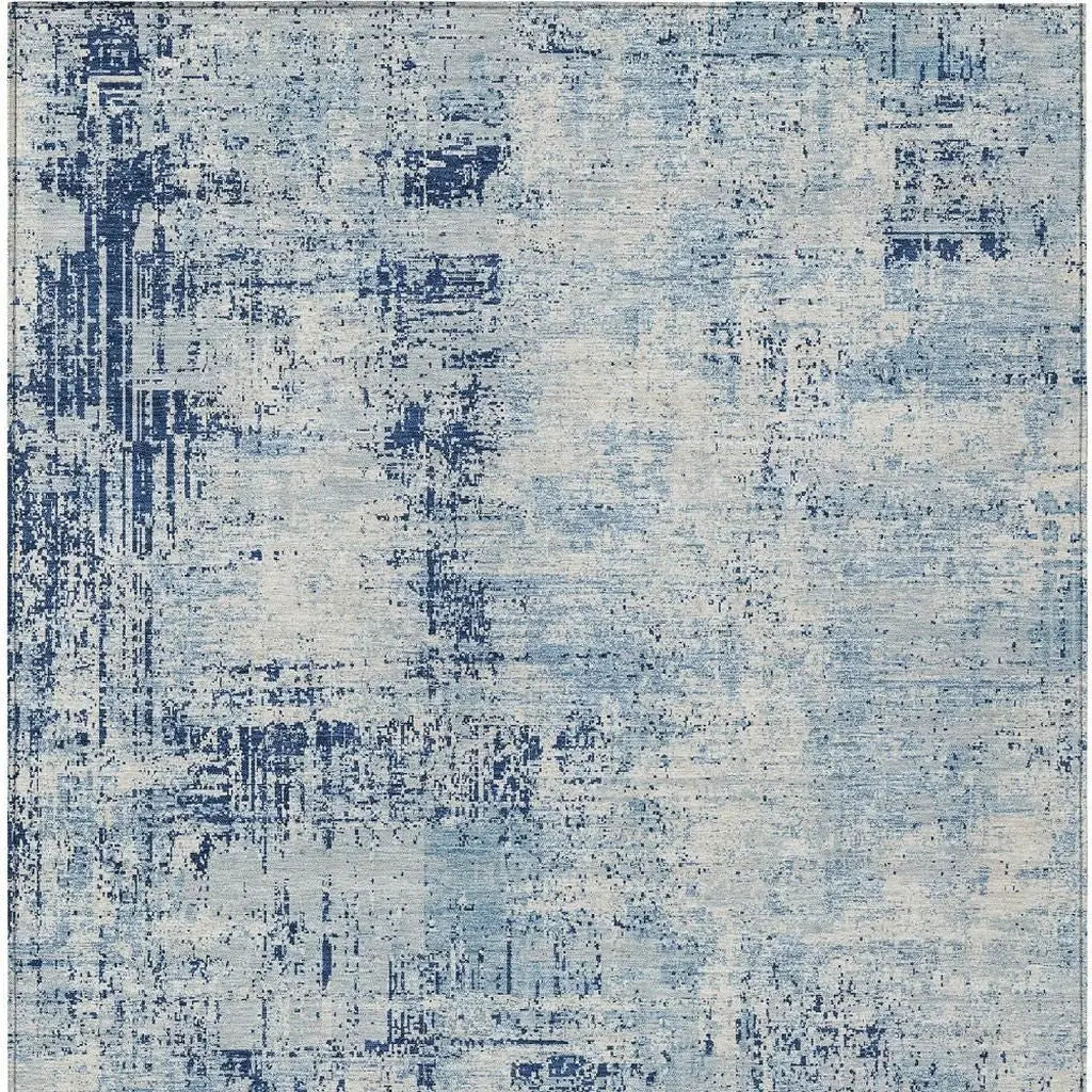 8' X 10' Blue And Wheat Abstract Washable Indoor Outdoor Area Rug Homeroots Outdoor
