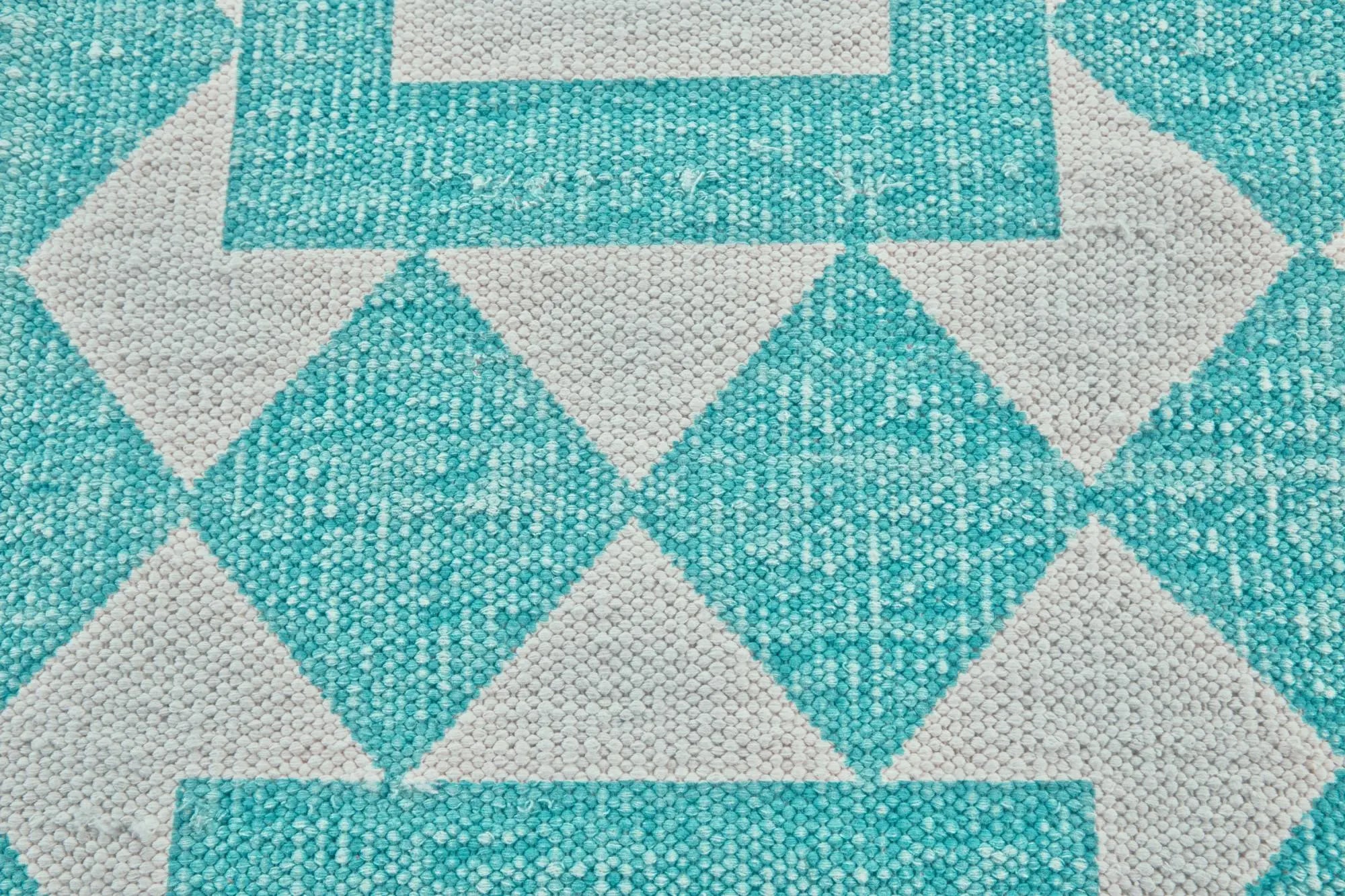 8' X 10' Blue And White Geometric Hand Woven Area Rug Homeroots Home Decor