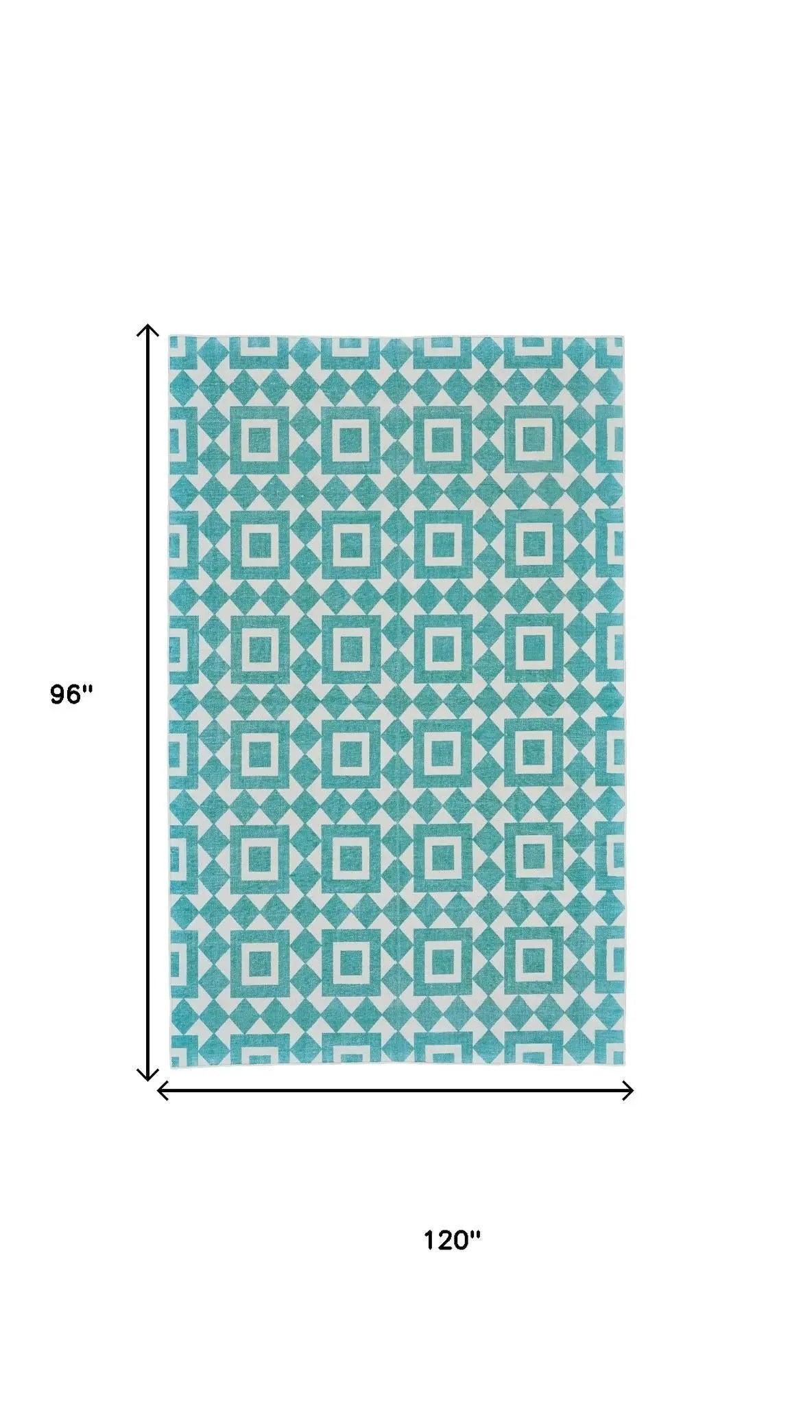 8' X 10' Blue And White Geometric Hand Woven Area Rug Homeroots Home Decor
