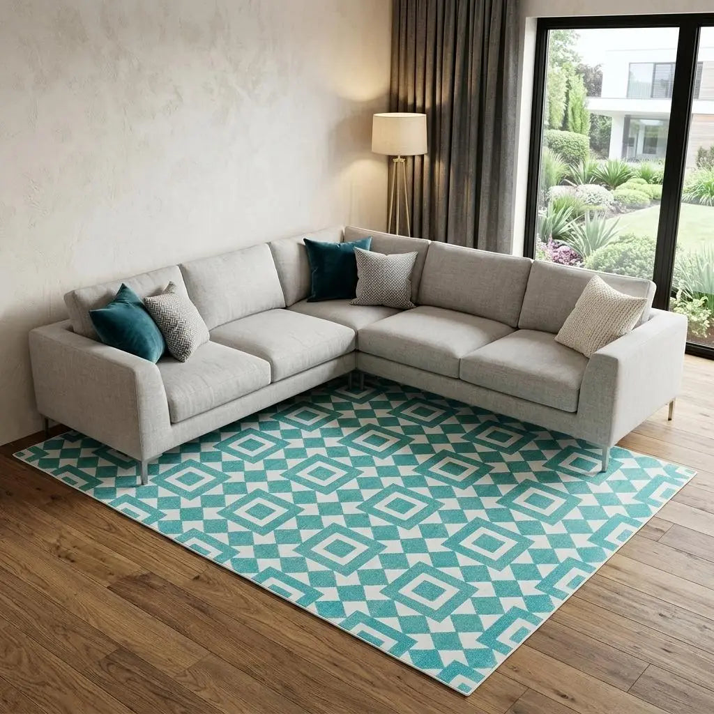 8' X 10' Blue And White Geometric Hand Woven Area Rug Homeroots Home Decor
