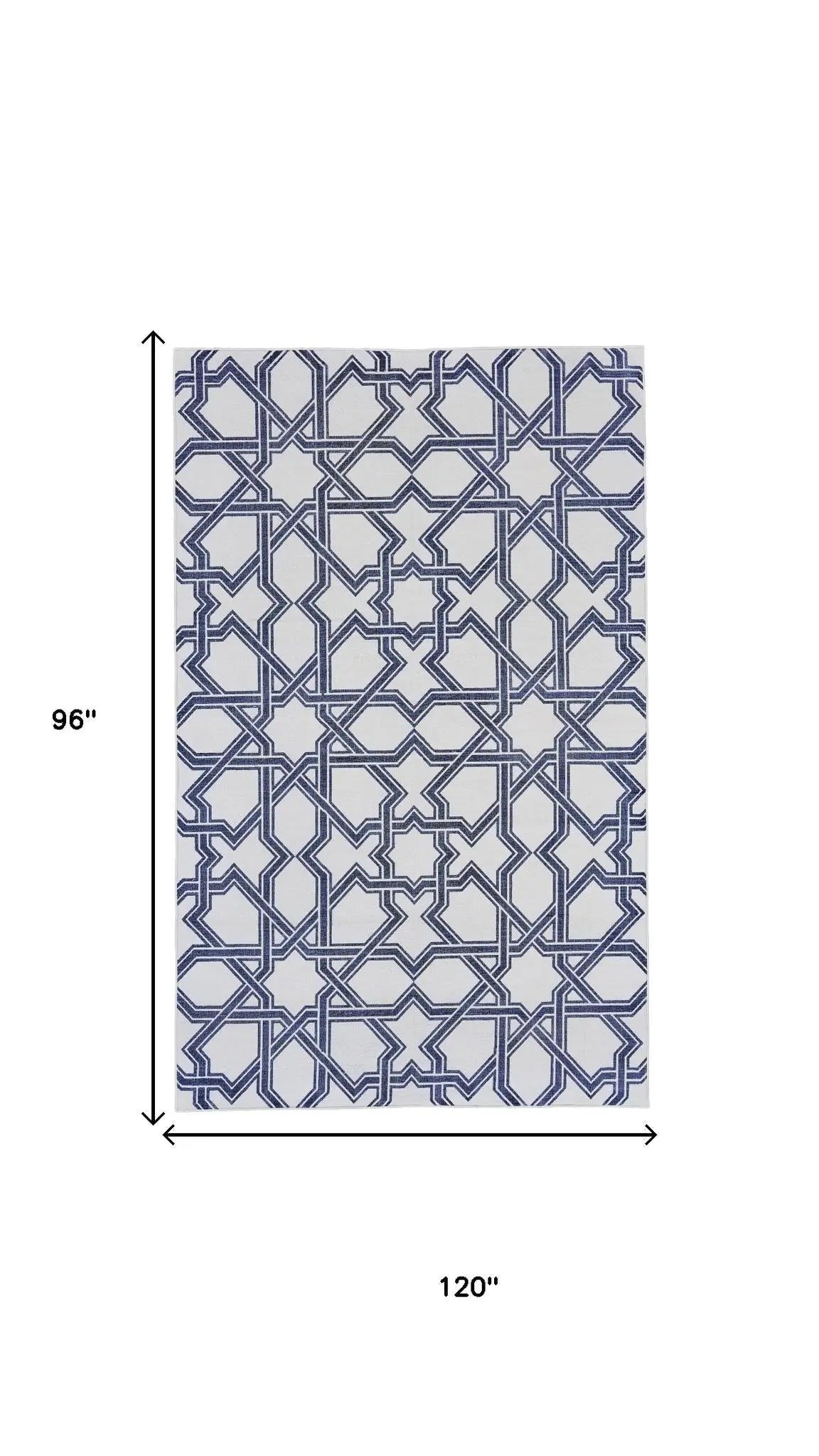 8' X 10' Blue And White Geometric Hand Woven Area Rug Homeroots Home Decor