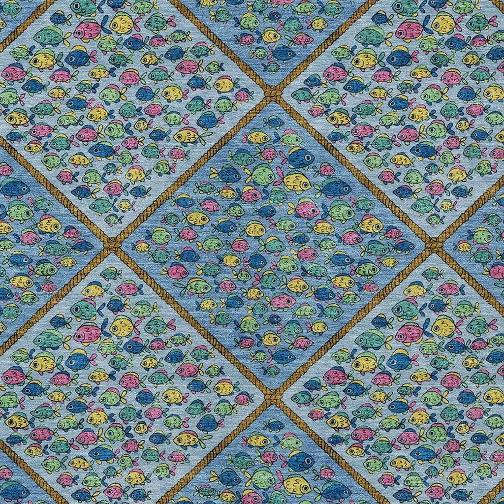 8' X 10' Blue And Yellow Abstract Washable Indoor Outdoor Area Rug Homeroots Outdoor