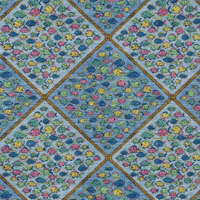 8' X 10' Blue And Yellow Abstract Washable Indoor Outdoor Area Rug Homeroots Outdoor