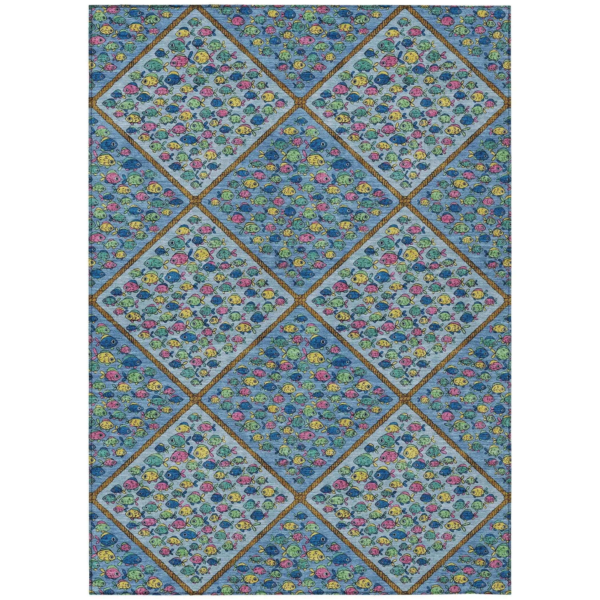 8' X 10' Blue And Yellow Abstract Washable Indoor Outdoor Area Rug Homeroots Outdoor