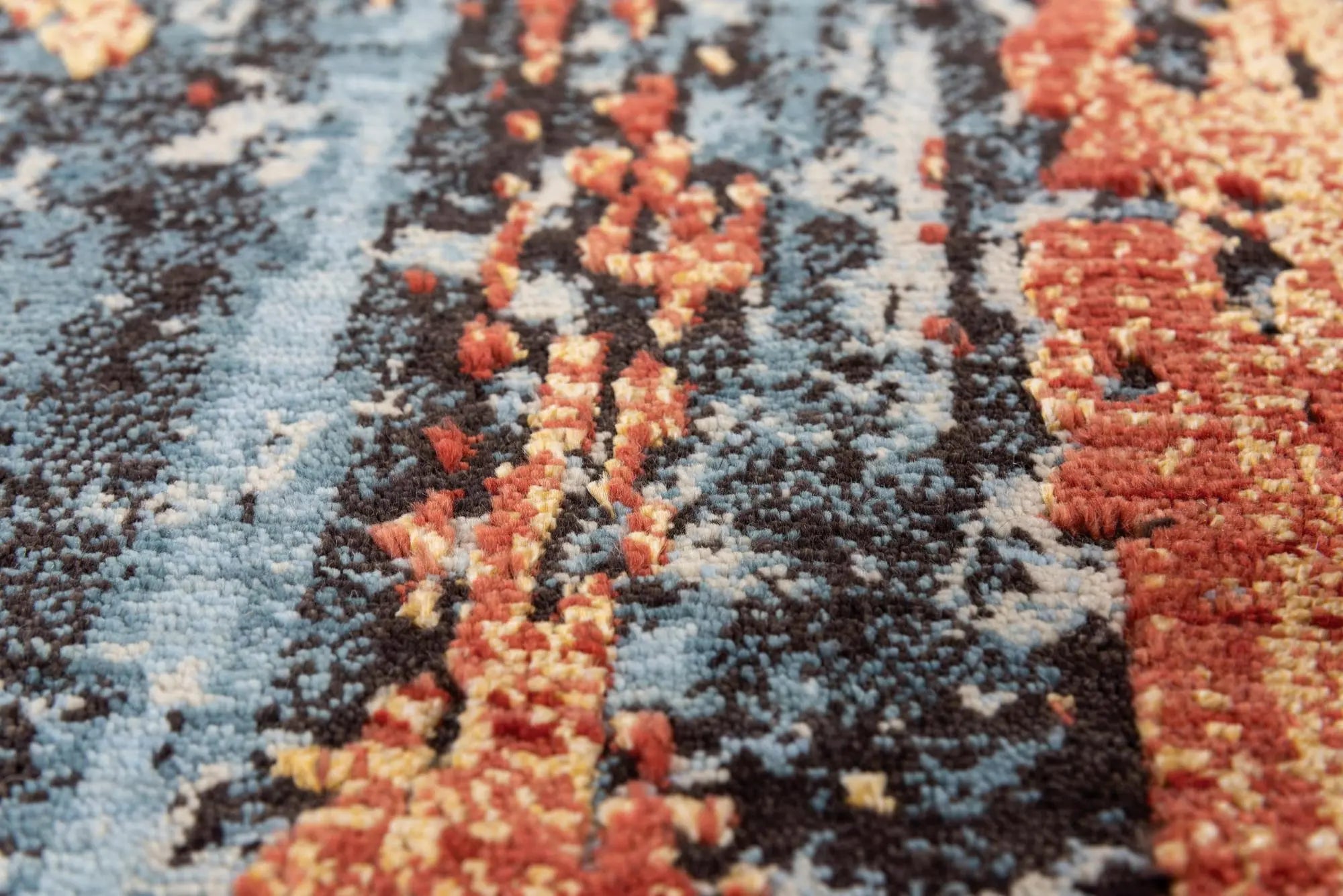 8' X 10' Blue Apricot And Ivory New Zealand Lambs Wool Abstract Hand Carved Handmade Area Rug Homeroots Home Decor