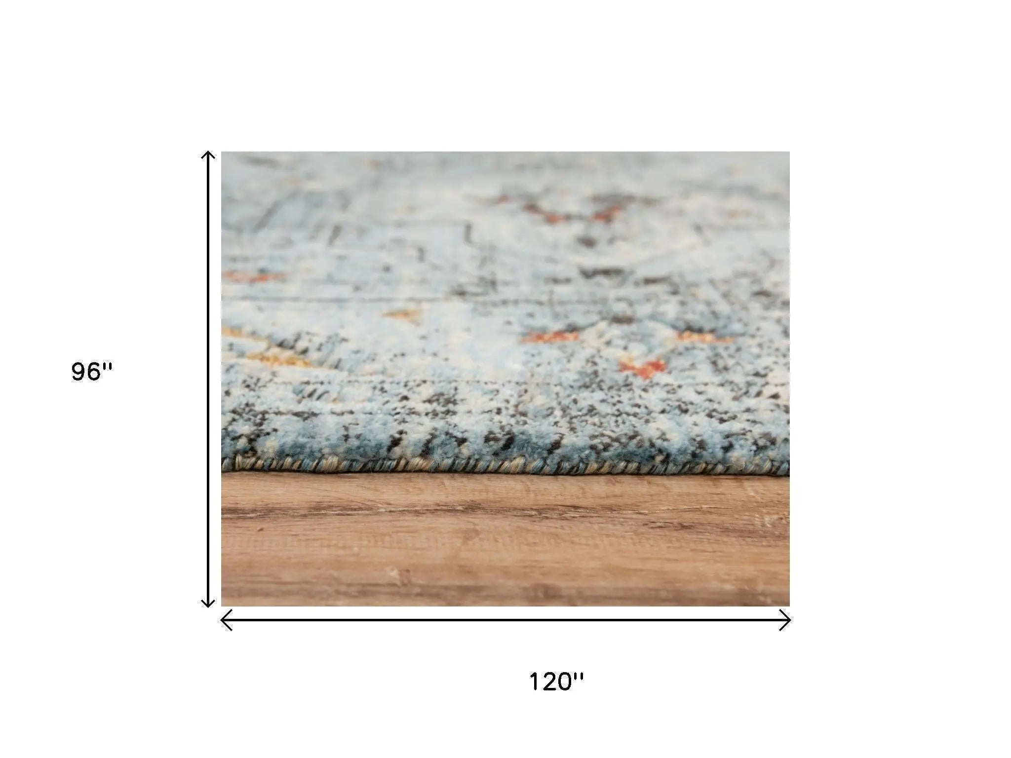 8' X 10' Blue Beige And Apricot New Zealand Lambs Wool Oriental Hand Carved Handmade Area Rug Homeroots Home Decor
