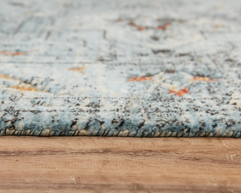 8' X 10' Blue Beige And Apricot New Zealand Lambs Wool Oriental Hand Carved Handmade Area Rug Homeroots Home Decor