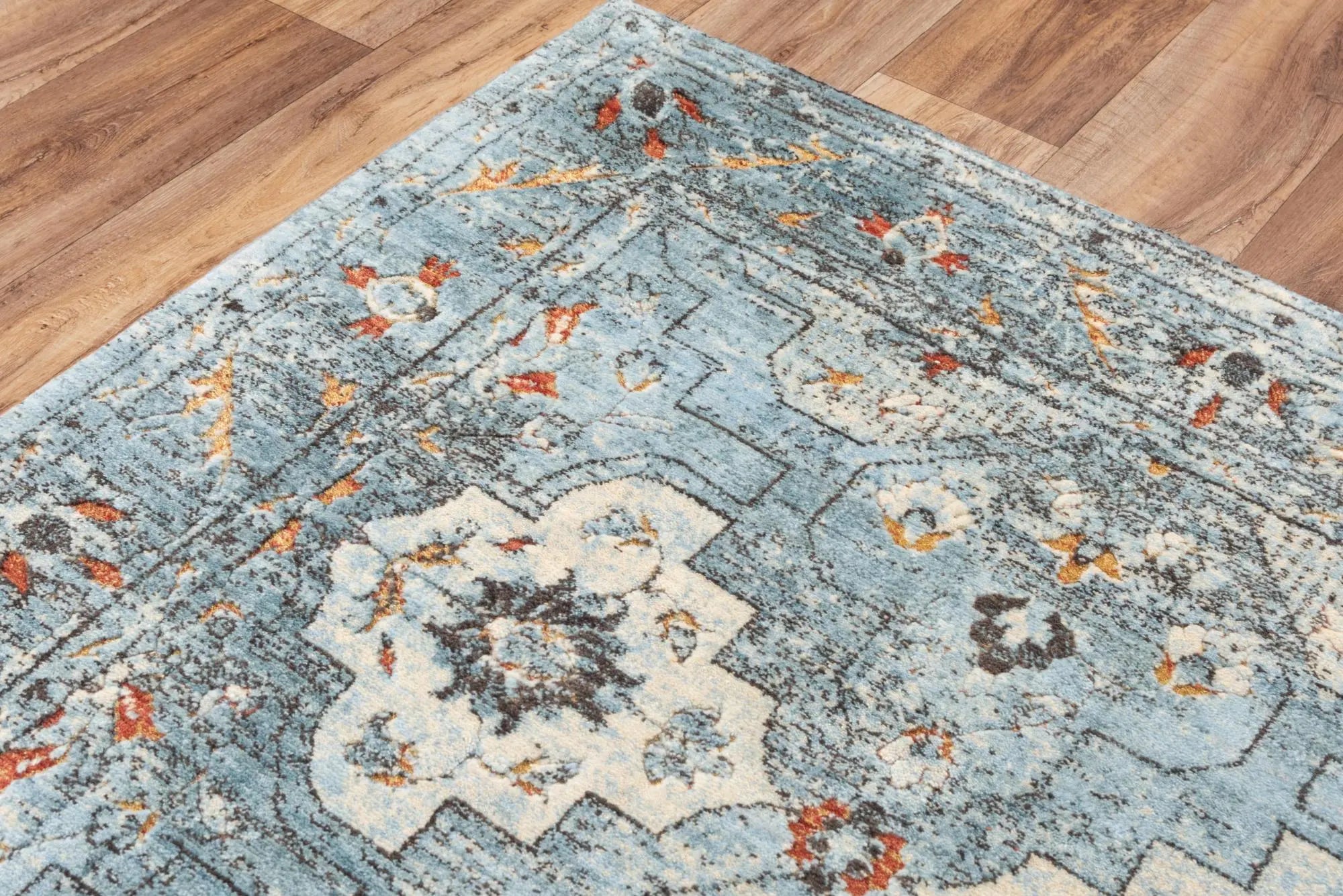 8' X 10' Blue Beige And Apricot New Zealand Lambs Wool Oriental Hand Carved Handmade Area Rug Homeroots Home Decor