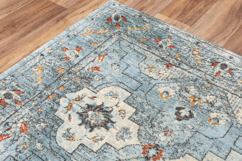 8' X 10' Blue Beige And Apricot New Zealand Lambs Wool Oriental Hand Carved Handmade Area Rug Homeroots Home Decor