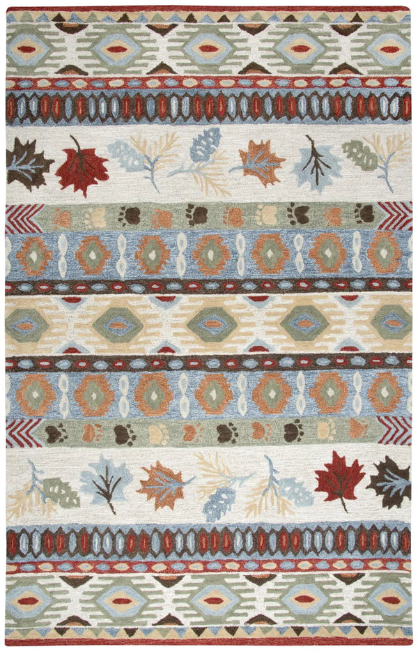 8' X 10' Blue Beige And Brown Wool Southwestern Hand Tufted Area Rug Homeroots Home Decor