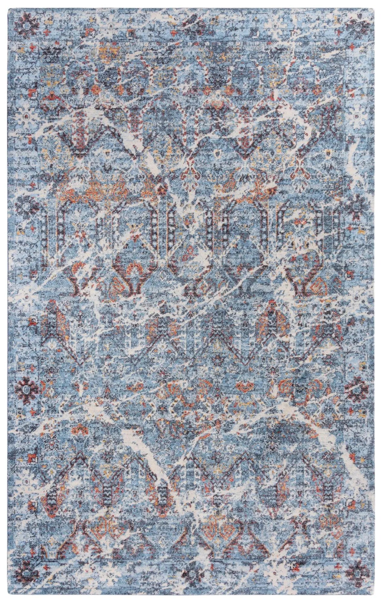 8' X 10' Blue Beige And Ivory New Zealand Lambs Wool Abstract Hand Carved Handmade Area Rug Homeroots Home Decor