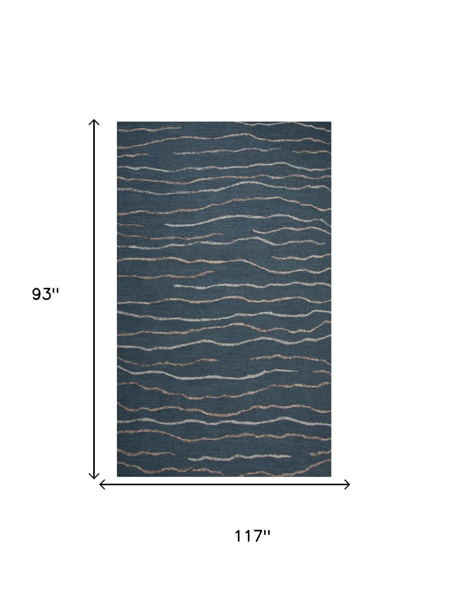 8' X 10' Blue Brown And Ivory Wool Striped Hand Tufted Area Rug Homeroots Home Decor