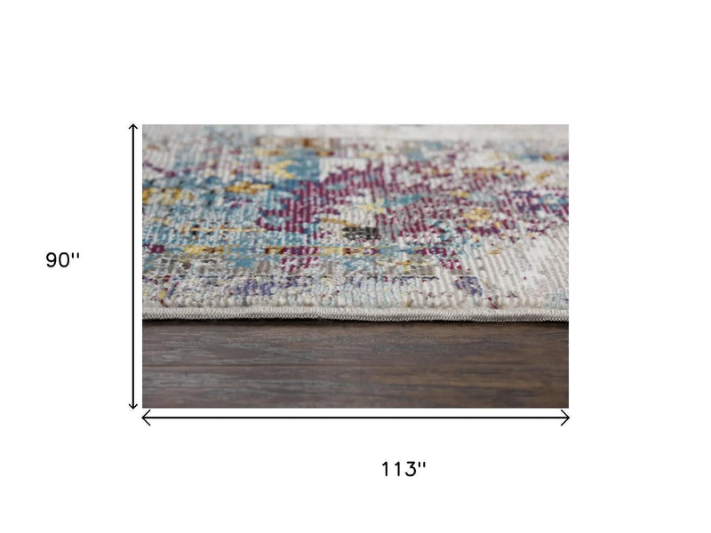 8' X 10' Blue Cream And Gold Oriental Area Rug Homeroots Home Decor