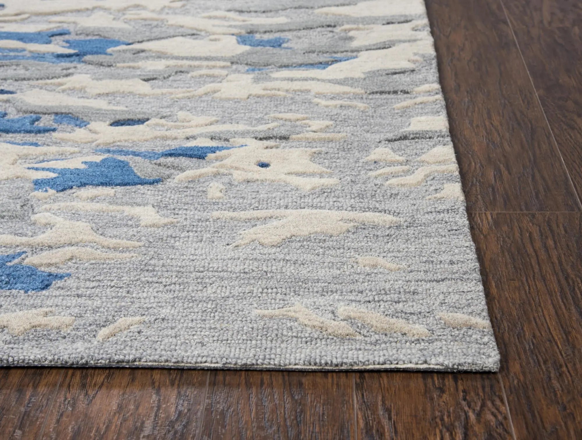 8' X 10' Blue Dark Blue And Gray Wool Abstract Hand Tufted Area Rug Homeroots Home Decor