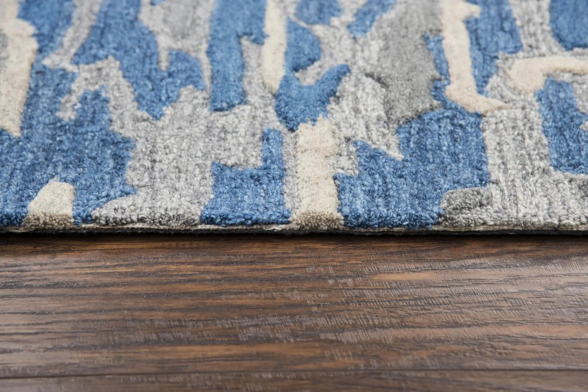 8' X 10' Blue Dark Blue And Gray Wool Abstract Hand Tufted Area Rug Homeroots Home Decor