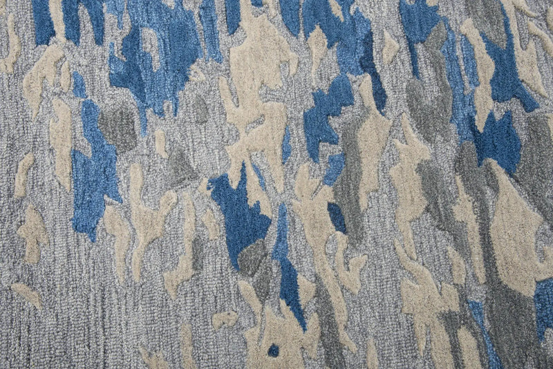 8' X 10' Blue Dark Blue And Gray Wool Abstract Hand Tufted Area Rug Homeroots Home Decor