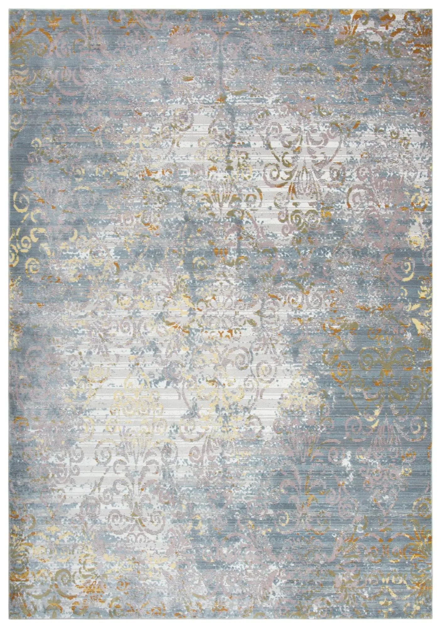 8' X 10' Blue Gray And Cream Oriental Area Rug Homeroots Home Decor