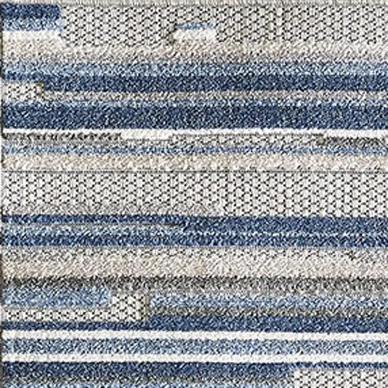8' X 10' Blue Gray And Ivory Striped Indoor Outdoor Area Rug Homeroots Outdoor