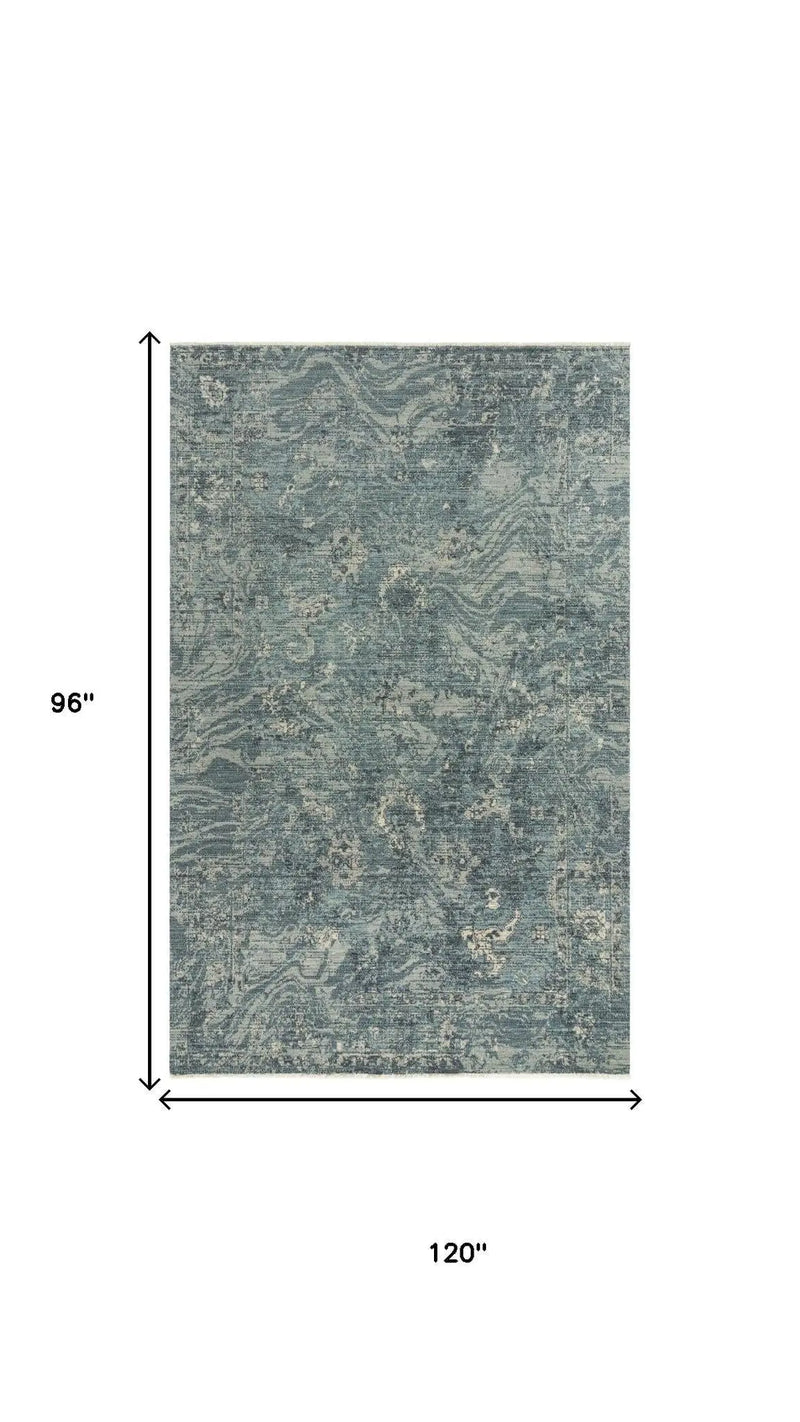8' X 10' Blue Gray And Ivory Wool Abstract Hand Carved Handmade Area Rug Homeroots Home Decor