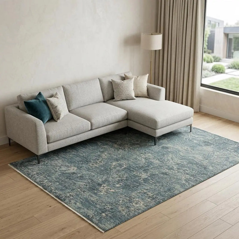 8' X 10' Blue Gray And Ivory Wool Abstract Hand Carved Handmade Area Rug Homeroots Home Decor