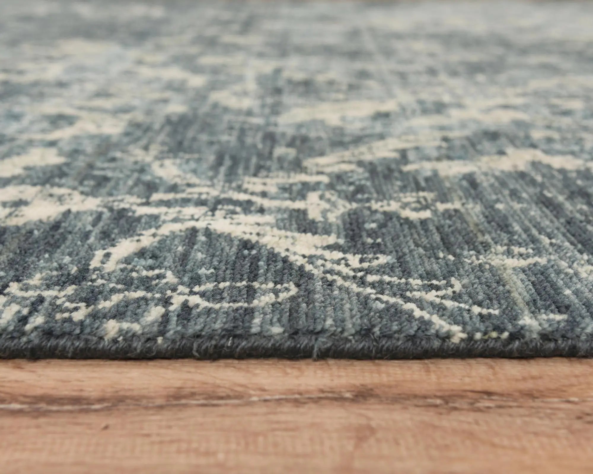 8' X 10' Blue Gray And Ivory Wool Oriental Hand Carved Handmade Area Rug Homeroots Home Decor