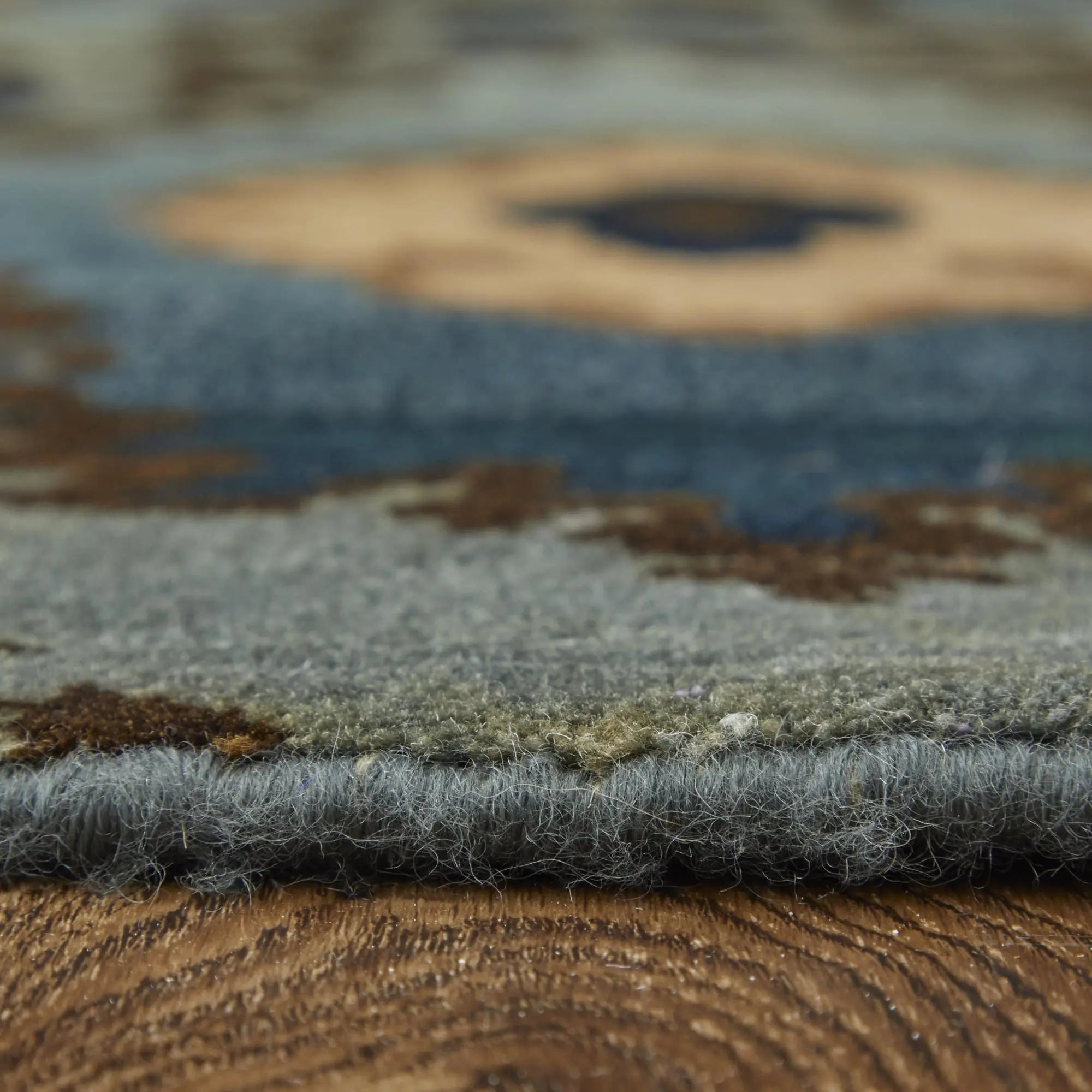 8' X 10' Blue Gray And Tan Wool Ikat Hand Knotted Area Rug Homeroots Home Decor