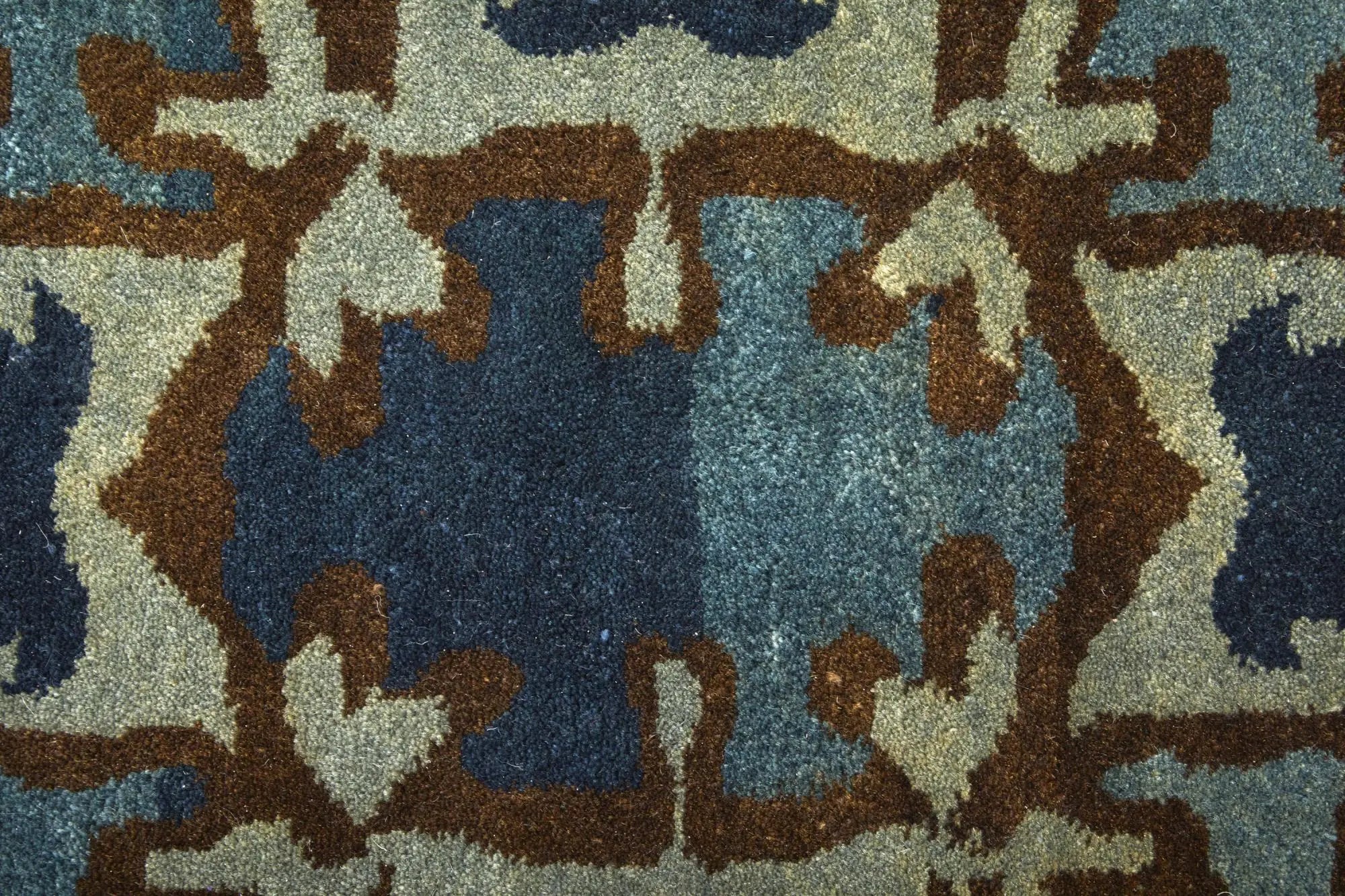 8' X 10' Blue Gray And Tan Wool Ikat Hand Knotted Area Rug Homeroots Home Decor
