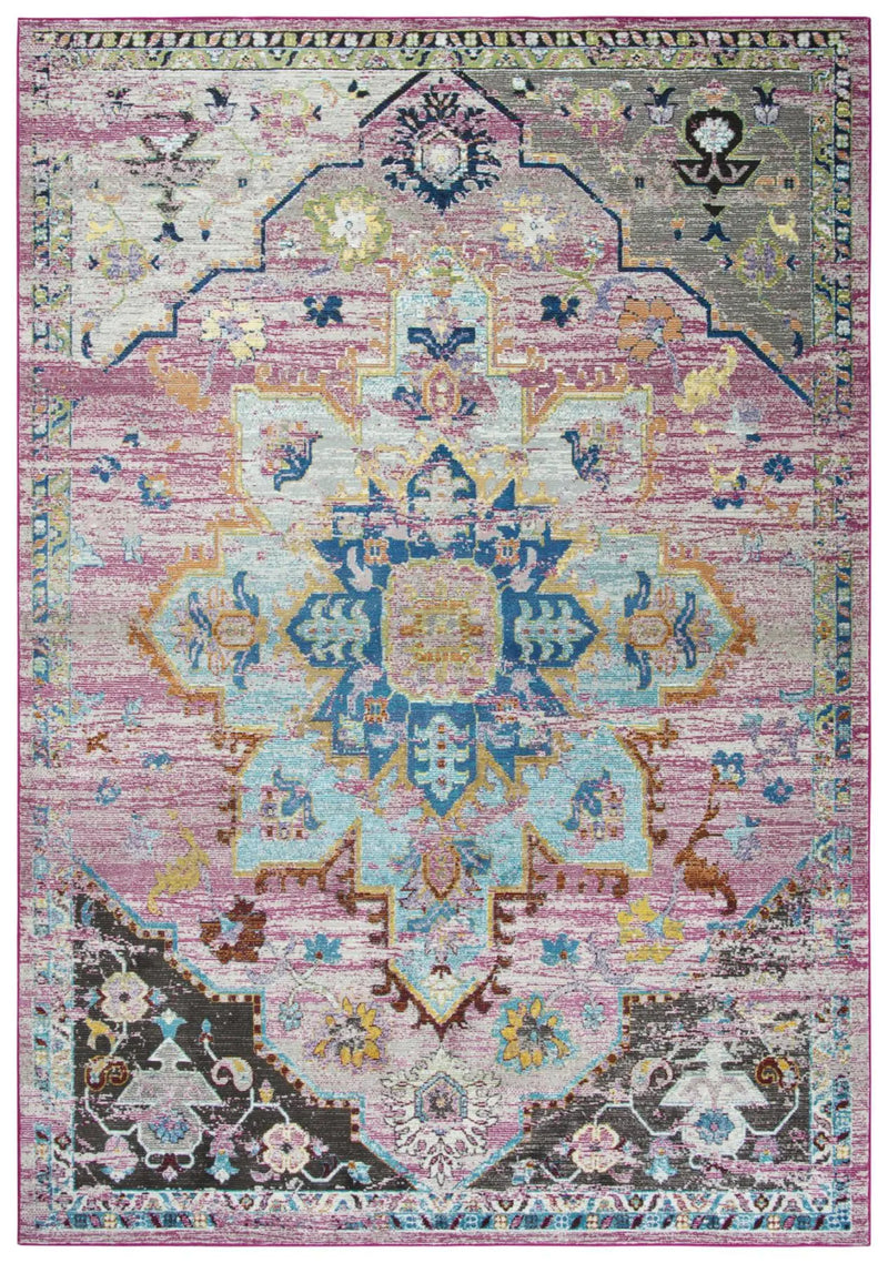 8' X 10' Blue Gray Cream Rust And Gold Medallion Area Rug Homeroots Home Decor
