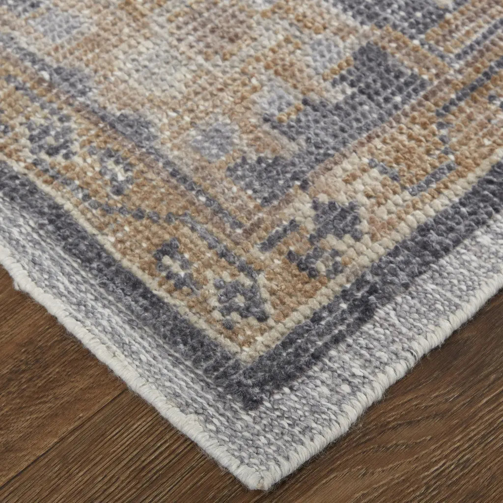 8' X 10' Blue Gray and Tan Oriental Hand Knotted Worn Faded Area Rug Homeroots Outdoor