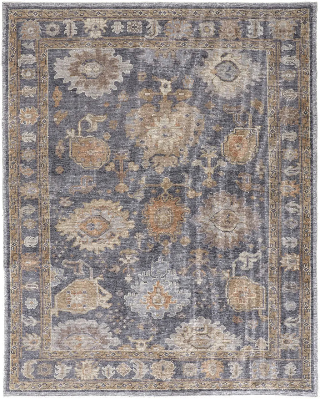 8' X 10' Blue Gray and Tan Oriental Hand Knotted Worn Faded Area Rug Homeroots Outdoor