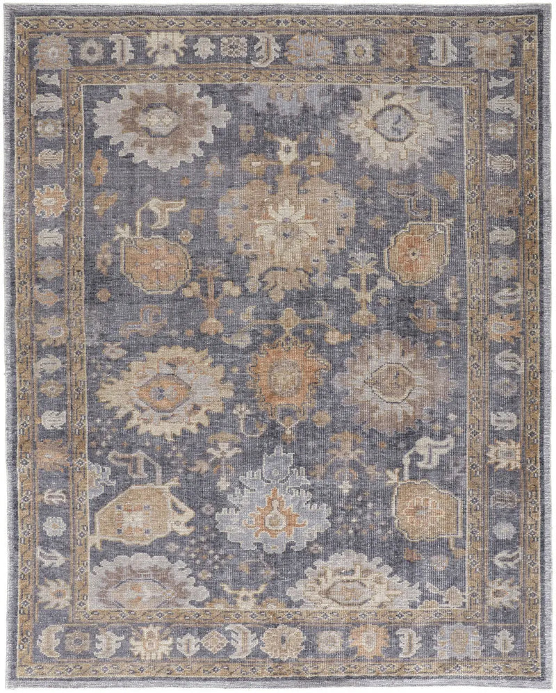 8' X 10' Blue Gray and Tan Oriental Hand Knotted Worn Faded Area Rug Homeroots Outdoor