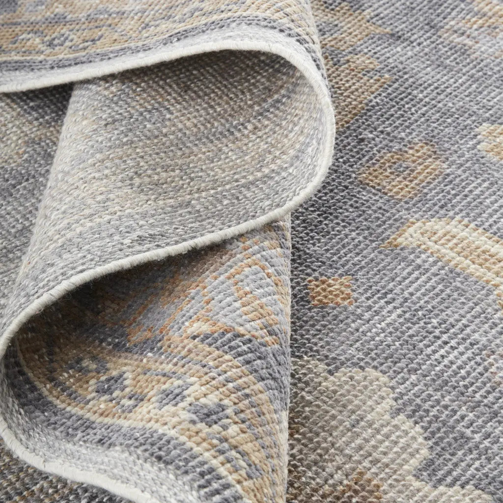 8' X 10' Blue Gray and Tan Oriental Hand Knotted Worn Faded Area Rug Homeroots Outdoor