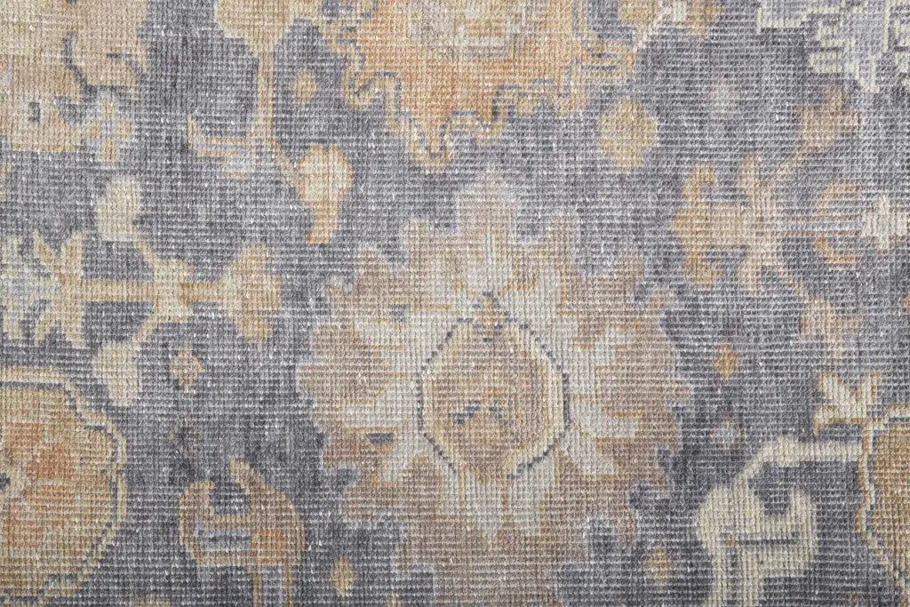 8' X 10' Blue Gray and Tan Oriental Hand Knotted Worn Faded Area Rug Homeroots Outdoor