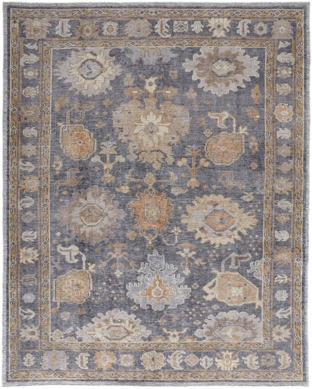 8' X 10' Blue Gray and Tan Oriental Hand Knotted Worn Faded Area Rug Homeroots Outdoor