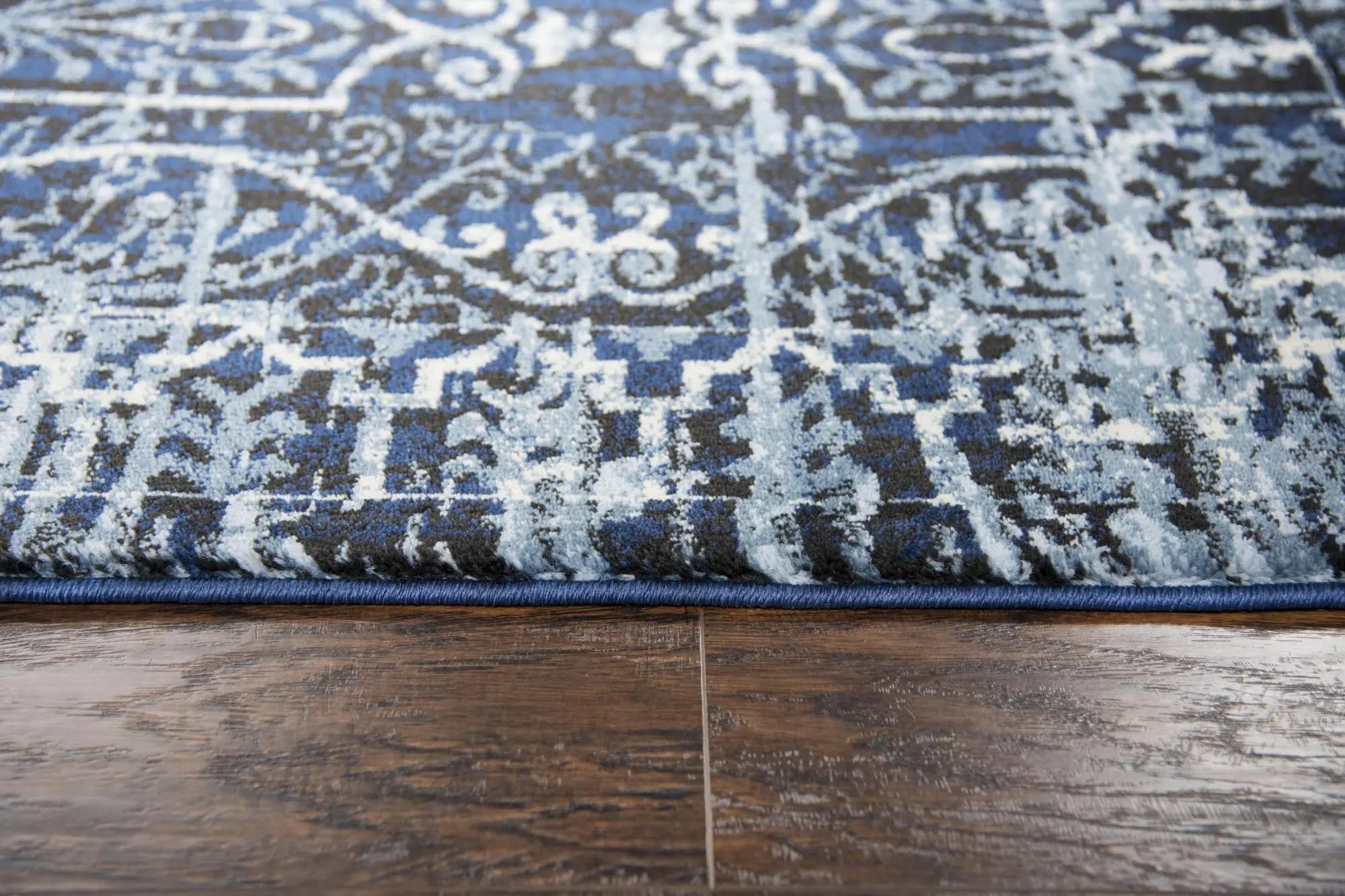 8' X 10' Blue Ivory Light Blue And Black Trellis Area Rug Homeroots Home Decor