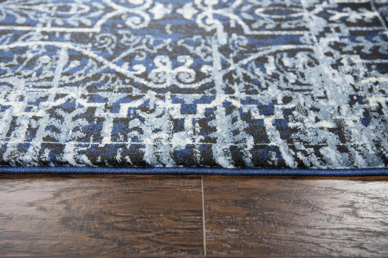 8' X 10' Blue Ivory Light Blue And Black Trellis Area Rug Homeroots Home Decor