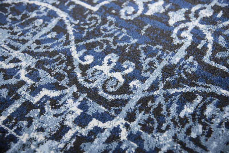 8' X 10' Blue Ivory Light Blue And Black Trellis Area Rug Homeroots Home Decor