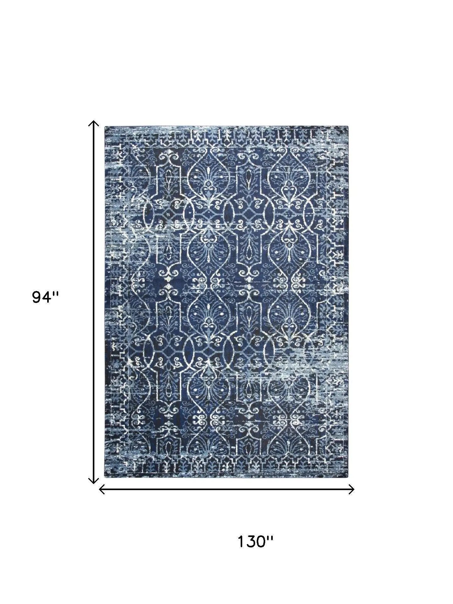 8' X 10' Blue Ivory Light Blue And Black Trellis Area Rug Homeroots Home Decor